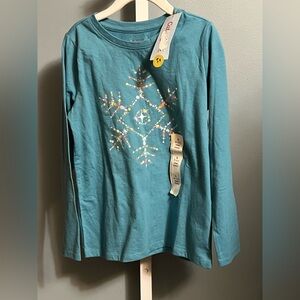 ☃️$5☃️ Blue Snowflake Long Sleeve Shirt 6–6x NWT